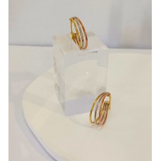 Σκουλαρίκια Κρίκοι Χρυσά Οβάλ 9Κ τρίχρωμο (E299)